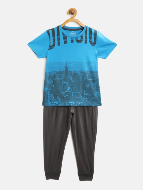 

Sweet Dreams Boys Blue & Charcoal Grey Printed Night suit