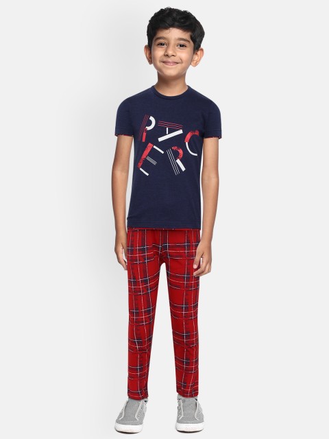 

Sweet Dreams Boys Navy Blue & Red Printed Night Suit