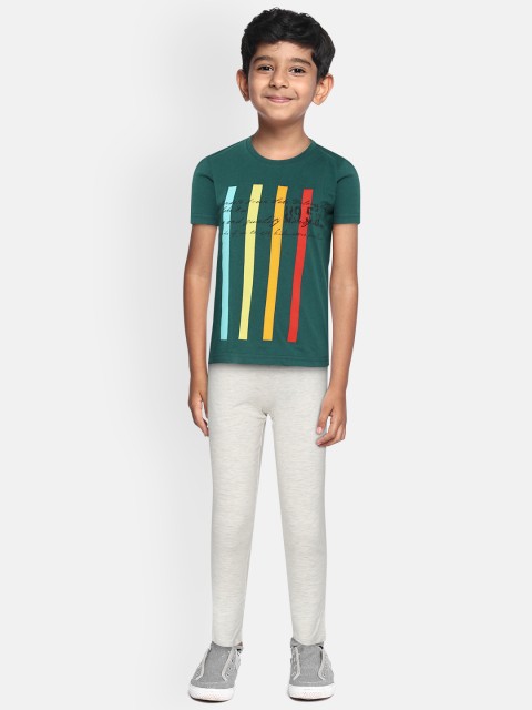 

Sweet Dreams Boys Green & Grey Melange Printed Night Suit