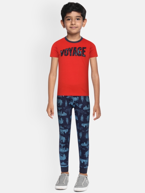 

Sweet Dreams Boys Red & Navy Blue Printed Night Suit