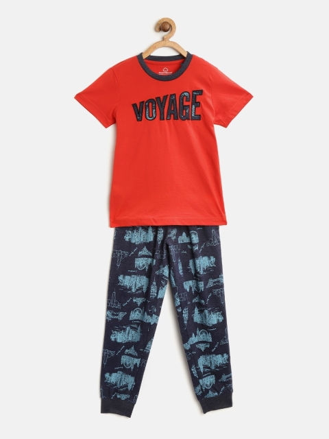 

Sweet Dreams Boys Red & Navy Blue Printed Night Suit