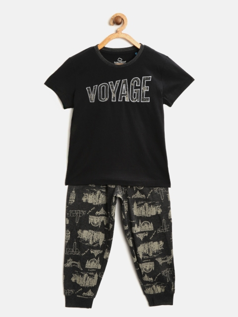 

Sweet Dreams Boys Black & Charcoal Grey Printed Night Suit