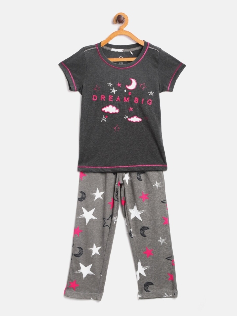 

Sweet Dreams Girls Grey & Pink Star Print Night Suit