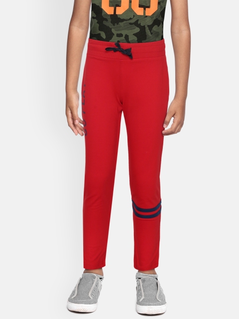 

Sweet Dreams Boys Red Solid Lounge Pants with Printed Detail