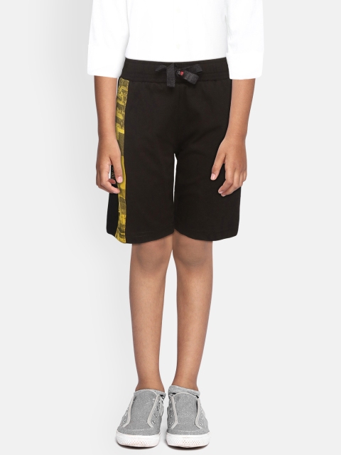

Sweet Dreams Boys Black Solid Lounge Shorts with Printed Detail