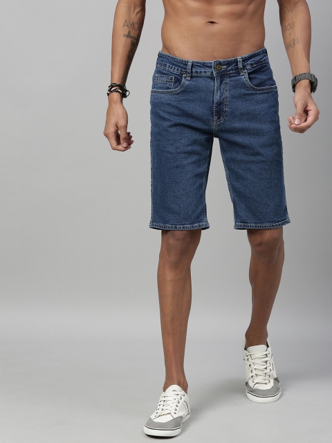 

Roadster Men Blue Solid Regular Fit Denim Shorts