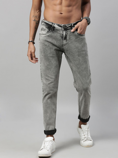 

Roadster Men Grey Slim Tapered Fit Mid-Rise Clean Look Stretchable Jeans