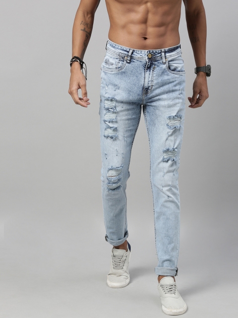 

Roadster Men Blue Skinny Fit Low-Rise Highly Distressed Jeans