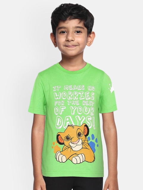 

Loocust Boys Green Lion King Printed Round Neck T-shirt