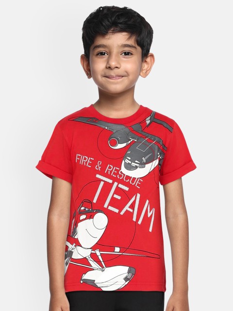 

Loocust Boys Red Disney Planes Printed Round Neck T-shirt