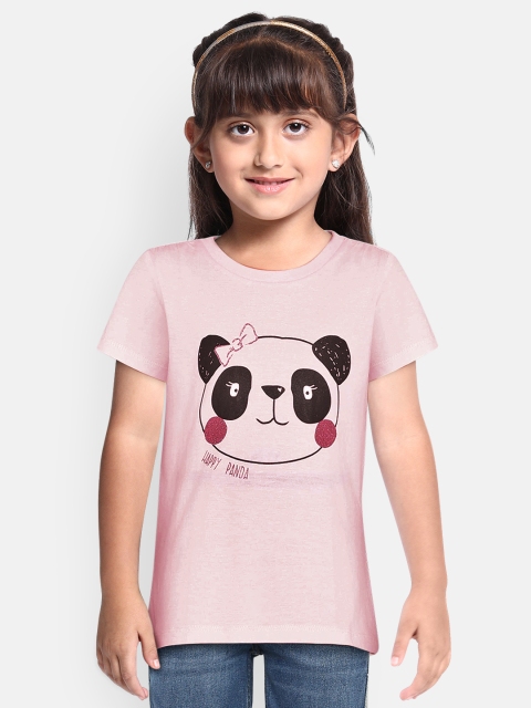 

Loocust Girls Pink Printed Round Neck T-shirt