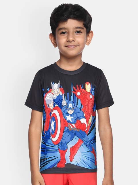 

Loocust Boys Black & Blue Printed Avengers Round Neck T-shirt