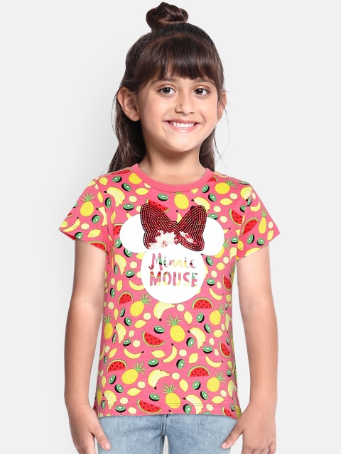 

Loocust Girls Red Minnie Mouse Printed Round Neck T-shirt