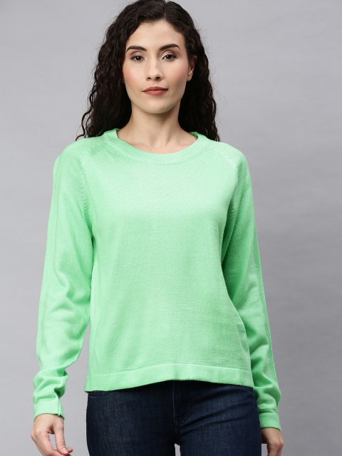 

ONLY Women Green Solid Pullover Sweater