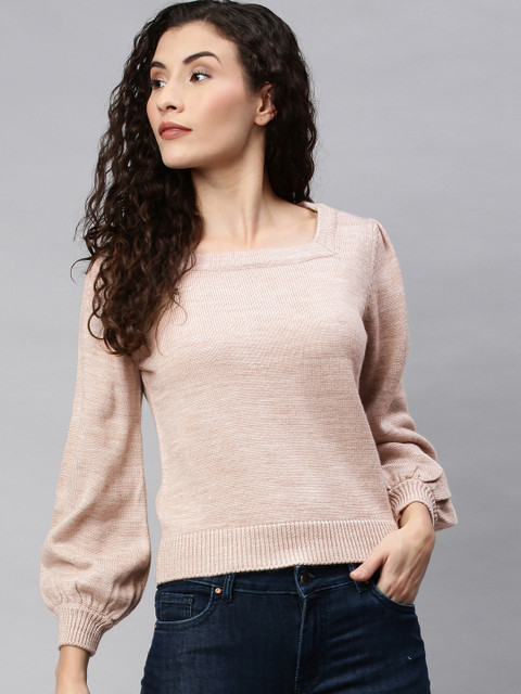 

ONLY Women Pink Solid Pullover Sweater