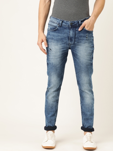 

Being Human Men Blue Skinny Fit Mid-Rise Low Distress Stretchable Jeans