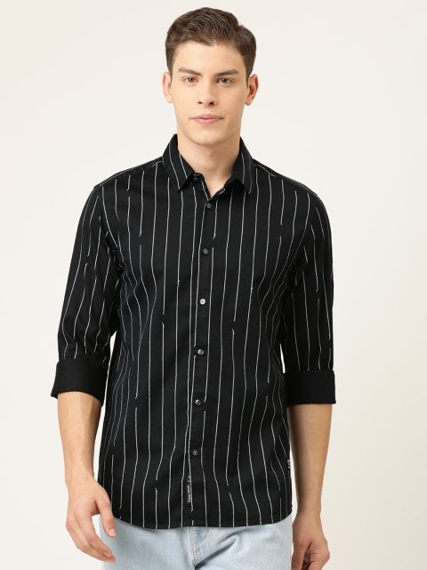 

Being Human Men Black & White Slim Fit Striped Casual Shirt