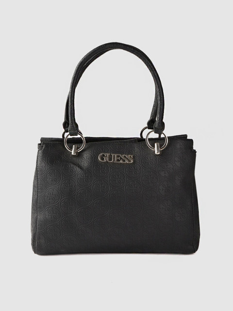 

GUESS Black Brand Logo Textured Shoulder Bag