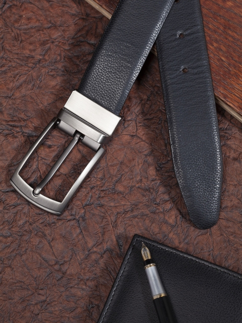 

HIGHLANDER Men Black & Coffee Brown Solid Reversible Belt