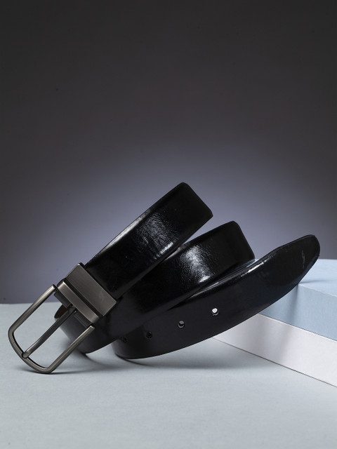 

HIGHLANDER Men Black & Coffee Brown Solid Reversible Belt