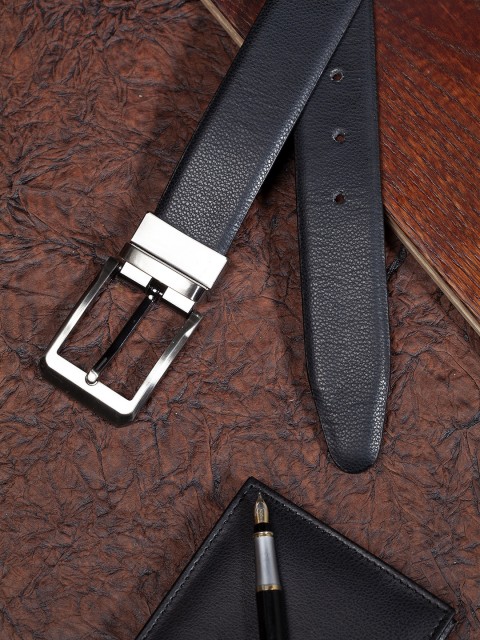 

HIGHLANDER Men Black & Coffee Brown Solid Reversible Belt
