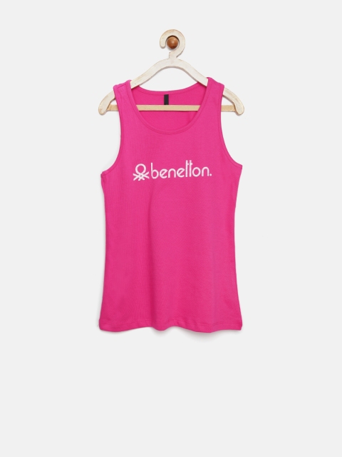 

United Colors of Benetton Girls Pink Printed Tank Top