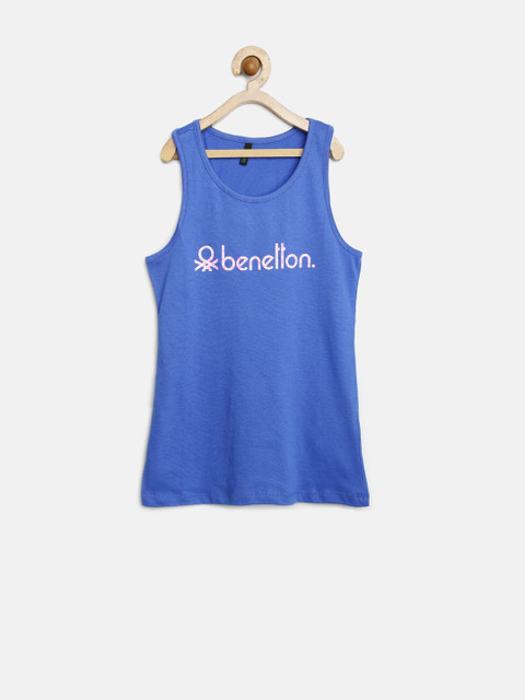 

United Colors of Benetton Girls Blue Printed Top