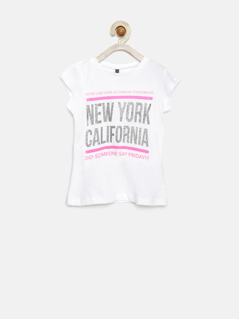 

United Colors of Benetton Girls White Printed Top