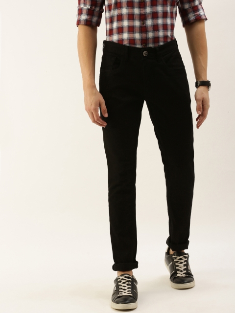 

SINGLE Men Black Slim Tapered Fit Mid-Rise Clean Look Stretchable Jeans