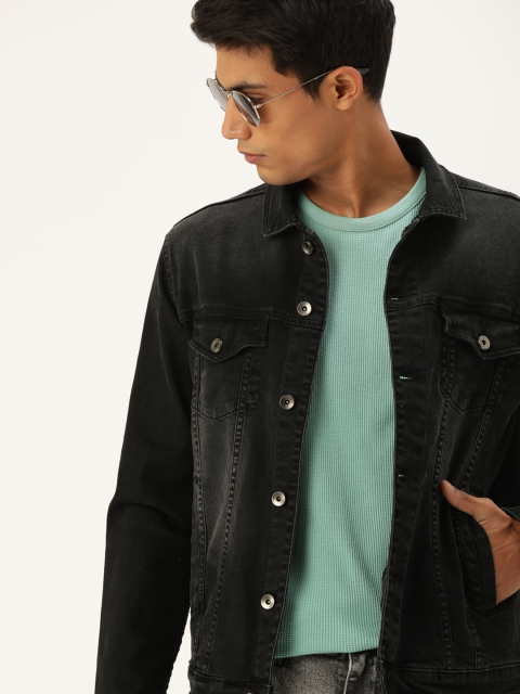 

SINGLE Men Black Solid Denim Jacket