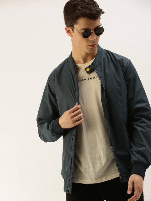 

SINGLE Men Charcoal Grey Slim Fit Solid Bomber