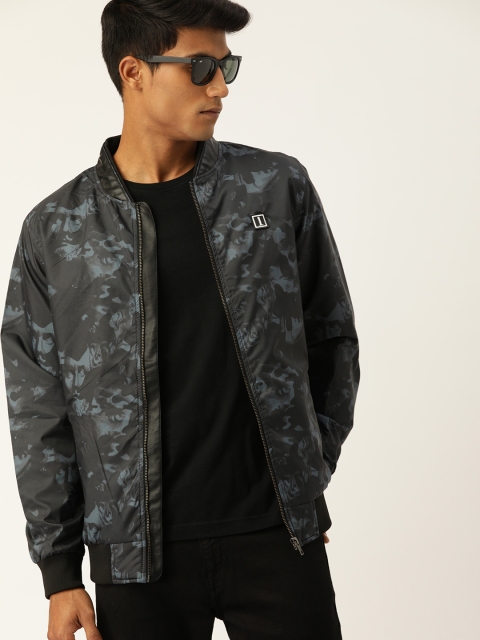 

SINGLE Men Navy Blue Printed Bomber