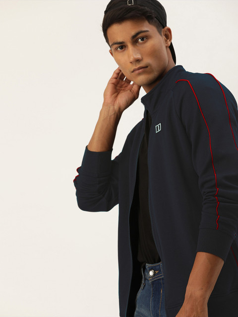 

SINGLE Men Navy Blue Solid Sweatshirt