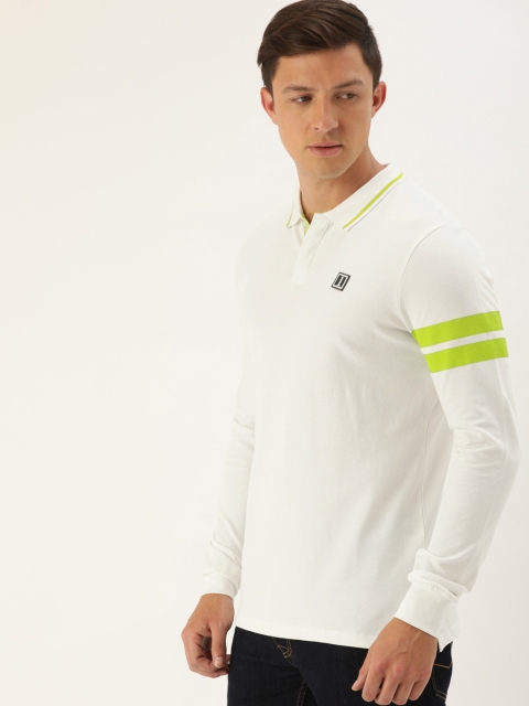 

SINGLE Men Off-White Slim Fit Solid Polo Collar T-shirt