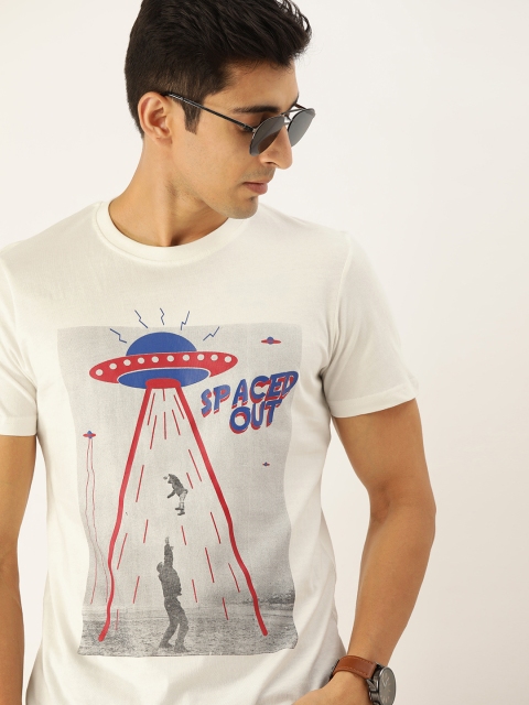 

SINGLE Men Off-White Printed Slim Fit Round Neck T-shirt