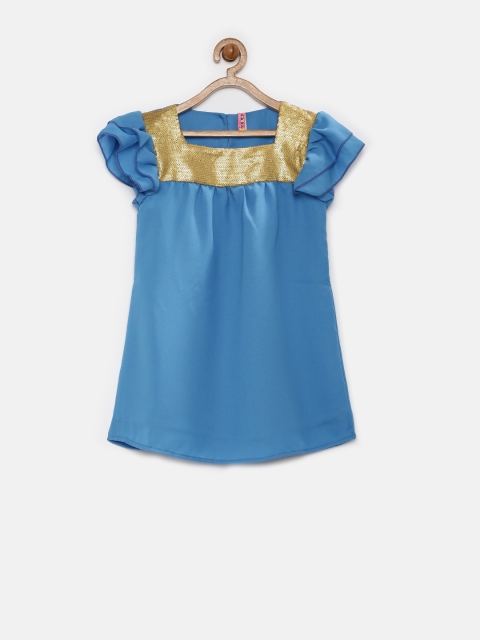 

Tickles Girls Blue Polyester Embellished Shift Dress