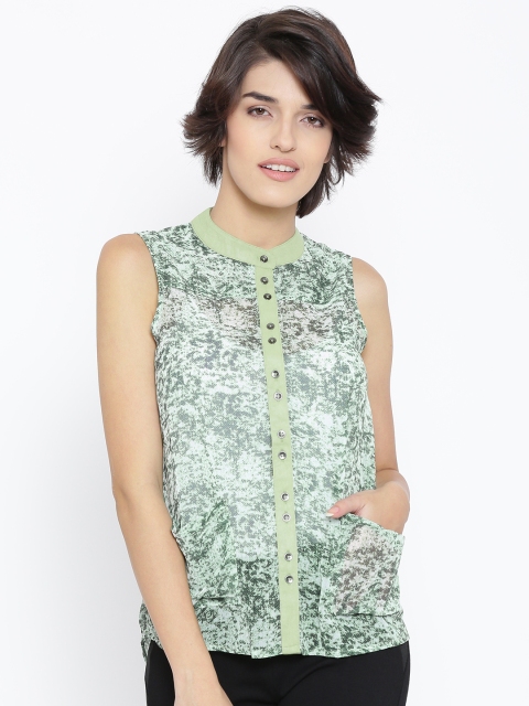 

Vero Moda Green Polyester Printed Semi-Sheer Shirt