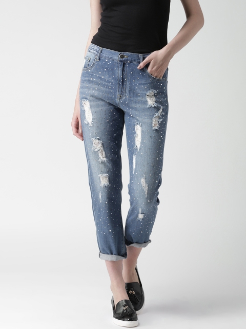 

Silvian Heach Women Blue Distressed Embellished Jeans