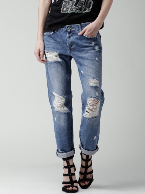 

Silvian Heach Blue Washed Distressed Jeans