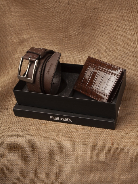 

HIGHLANDER Men Coffee Brown Wallet & Belt Gift Set