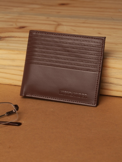 

HIGHLANDER Men Brown Self-Striped Two Fold Wallet