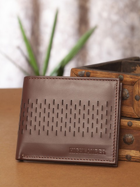 

HIGHLANDER Men Brown Laser Cut Two Fold Wallet