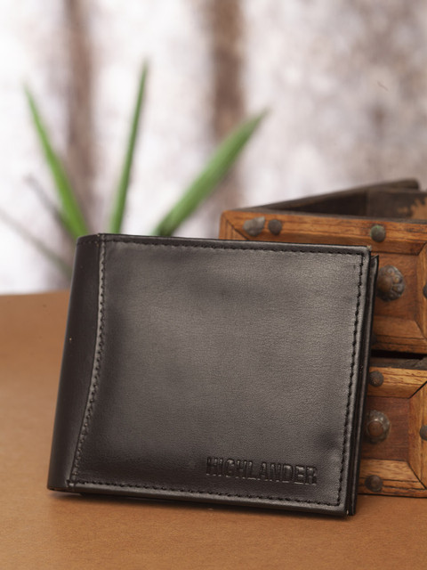 

HIGHLANDER Men Black Solid Two Fold Wallet