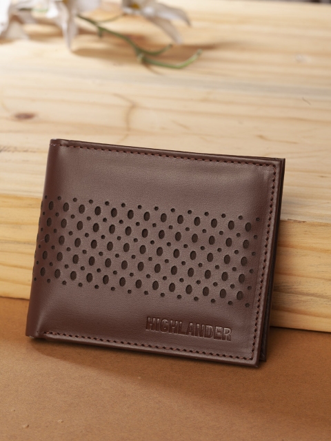 

HIGHLANDER Men Brown Solid Two Fold Wallet with laser Cut Detail