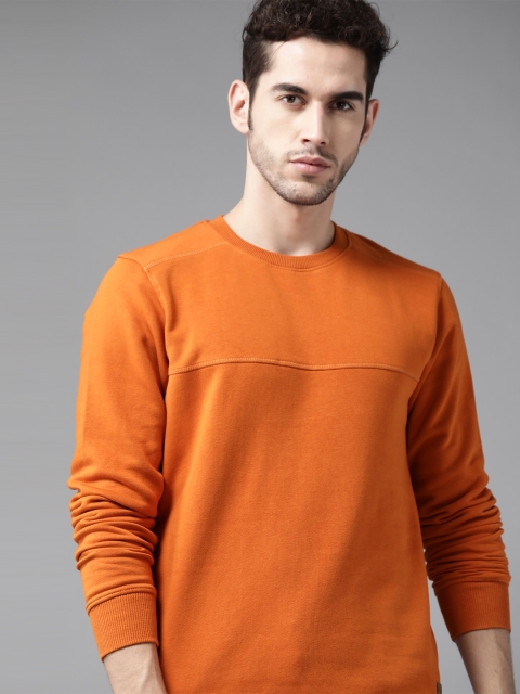 

Roadster Men Orange Solid Sweatshirt