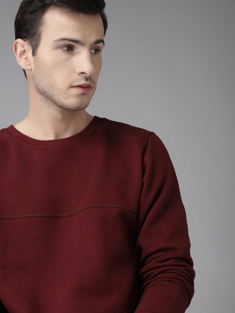 

Roadster Men Burgundy Antiviral & Antibacterial protection Solid Sweatshirt