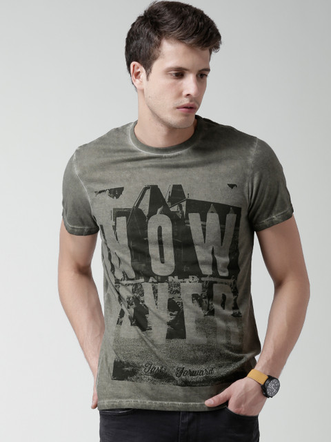 

Celio Olive Green Printed T-shirt