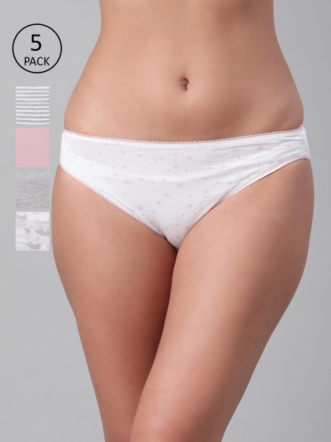 

Marks & Spencer Women Pack Of 5 Bikini Briefs T611909IMEDIUM GREY, White