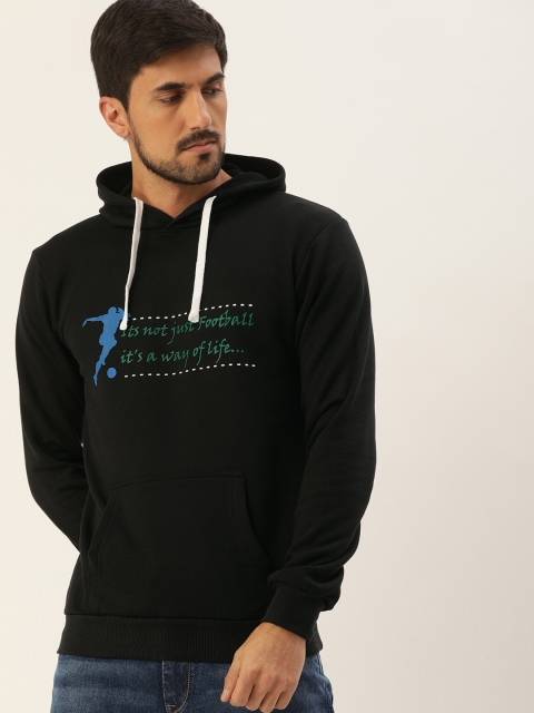 

Campus Sutra Men Black Printed Hooded Sweatshirt