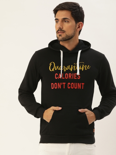 

Campus Sutra Men Black Printed Hooded Pullover Sweatshirt